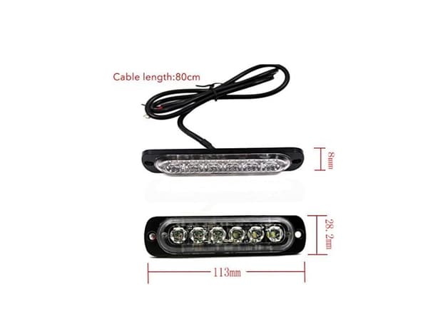 4 stk., 6 LED Bil Strobe Bremslys - 12V-24V Køretøjslys