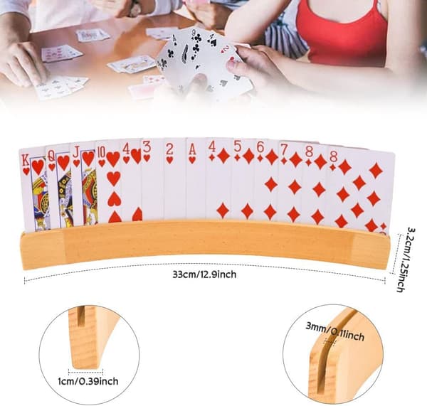 2-delt kortholder til børn, træ pokerbase, massivt træ