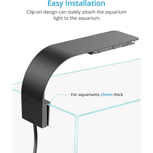 Dww-lampe LED ultraflad til lille akvarium, lampe til akvarium med 32 LED'er, hvidt lys, 10W, 790LM (hvid) [Energiklasse F]