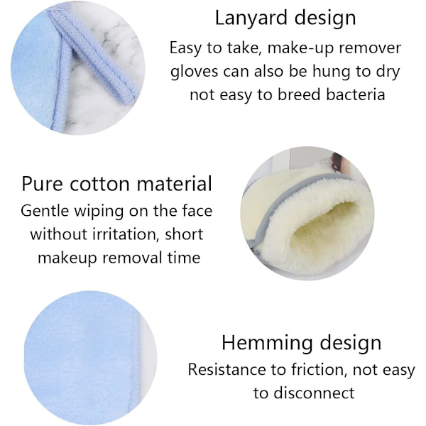 4 stk. Vaskbare Mikrofiber Makeupfjernelseshandsker, Genanvendelige Og