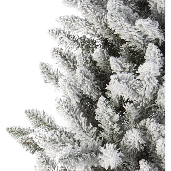 1 konstgjord snöflinga-beklädd julgran med metall