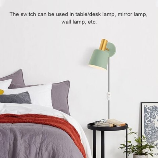 Vit plast kompakt lampknapp inbyggd sladdströmbrytare lampknapp
