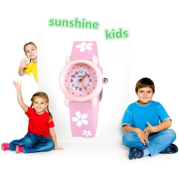 Waterproof Kids Watches (Pink Cherry Blossom), 3D Cute Cartoon