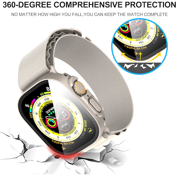 2-pack Skal för Apple Watch Ultra/Ultra 2 49mm med Inbyggt Härdat Glasskydd, HD Fullt Skydd PC Hård Skal