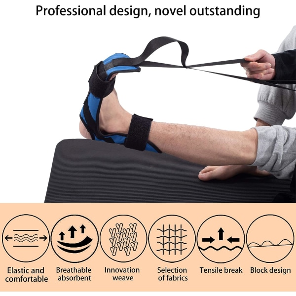 145cm Blå Elastisk Rehabiliteringsyogarem med Spännen Ligament