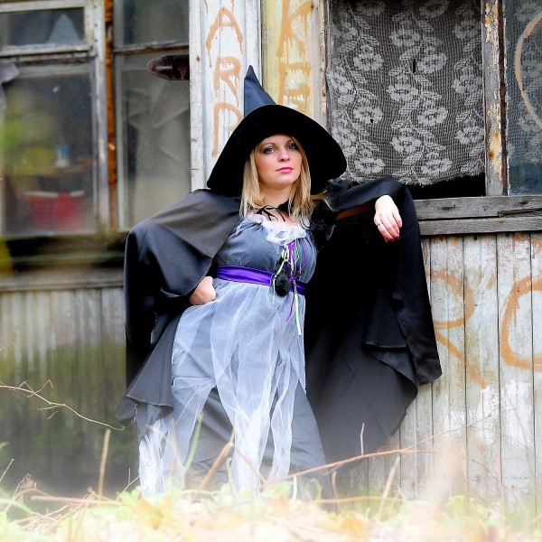 12 kappaletta Halloween-asu noidanhattu 100 jaardin ripustusköydellä Halloween-pihan koristeluun