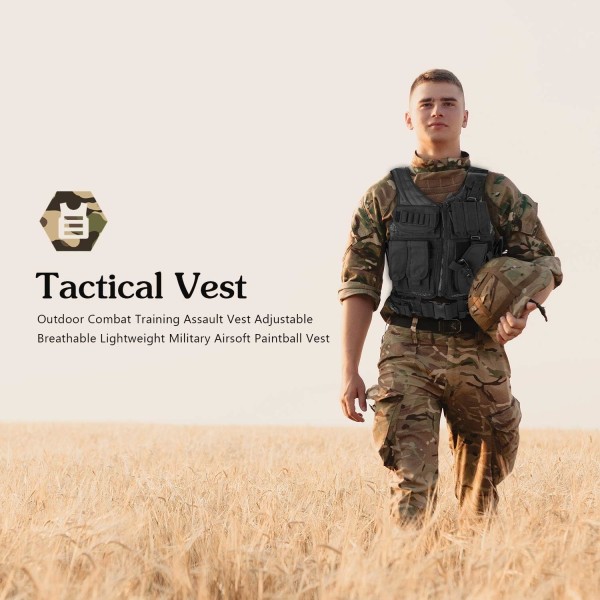 Military Mesh Tactical Vest, Combat Vest with Belt for Airsoft