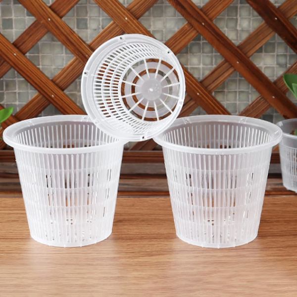 Transparenta eller svarta orkidé-krukor, 10 plast-orkidé-krukor med