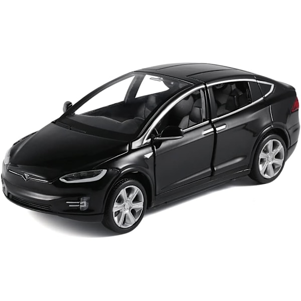 1/32 Model x Metal Die Casting Legetøjsbil til drenge i alderen 3-12 år Træk-tilbage-legetøjsbil med lyd og lys (Sort)