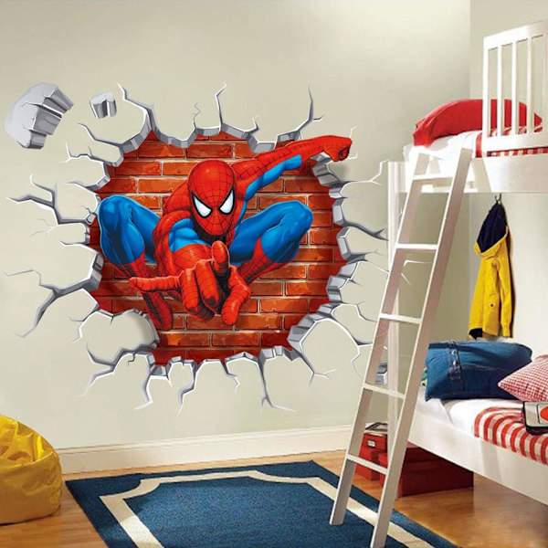Spiderman Väggdekaler DIY Avtagbara Spiderman Barntema Konst Pojkens Rum Väggdekal Sovrum Barnkammare Lekrum