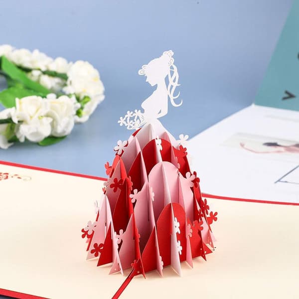 1 stk 3D Prinsesse Hilsenskort med Konvolutter Vises Bursdag