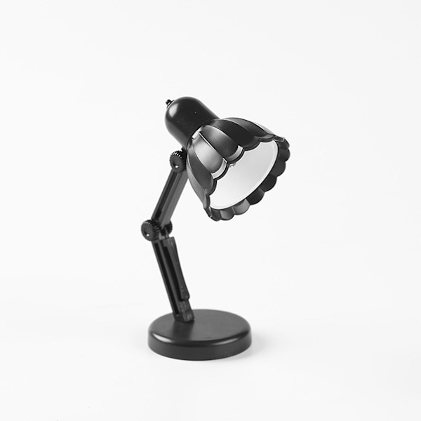Liten bordlampe uten ledning, skrivebordslamper for hjemmekontor, mini bærbar lampe, egnet for barn å studere svart