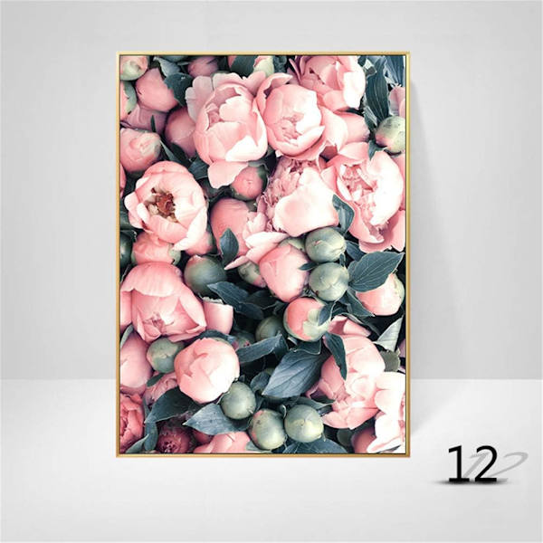 Affischset med 3 väggbilder 3 delar canvasbild blommor pion affischset väggkonst utan ram konst affisch för vardagsrum (stil D, 30 x 40 cm)