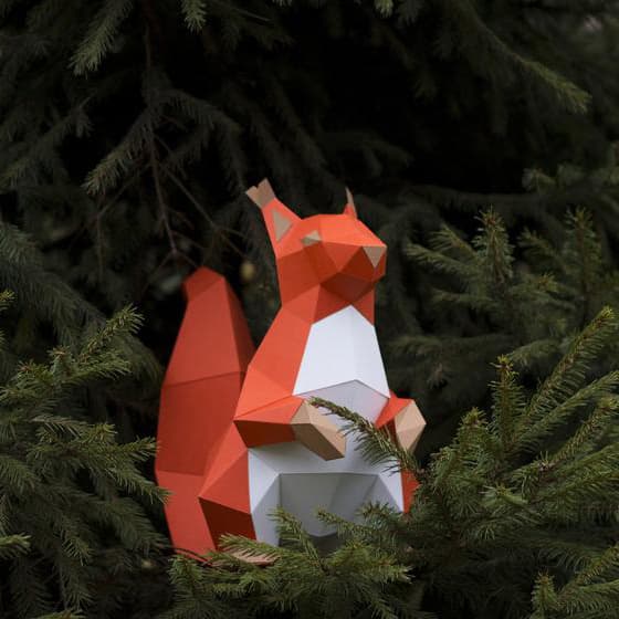 1 stk. 3D Origami Papirmodel DIY Lille langøret egern