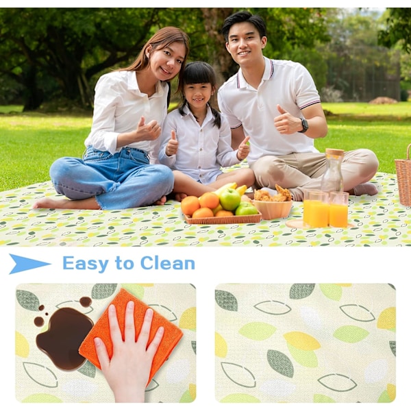 Picknickfilt 200×150CM (Små lösa blad), Vikbar picknickfilt, Vattentät, Idealisk för parker, vandring, camping,