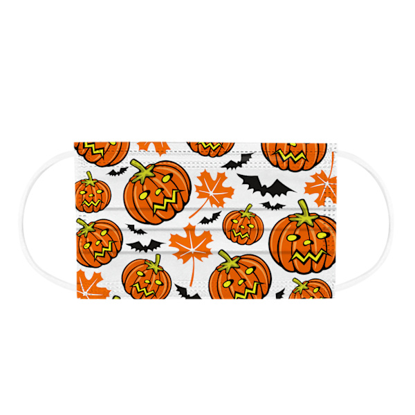 Engangs Halloween-maske for voksne, 3-lags spøkelses- og gresskarmaske, 20
