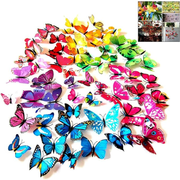 72 stk. 3D Butterfly Papir Hjem og Rum Dekoration, Stue