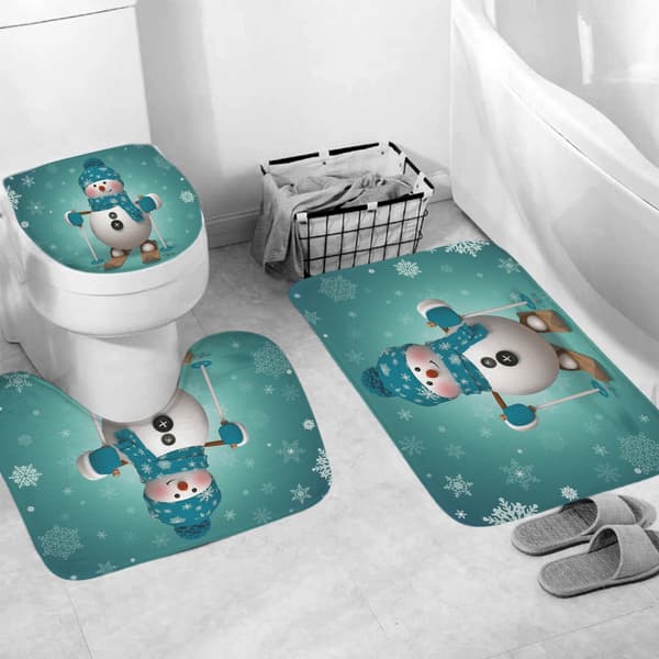 4-pack Grön Jultomte Duschdraperi Set 70,8 × 70,8