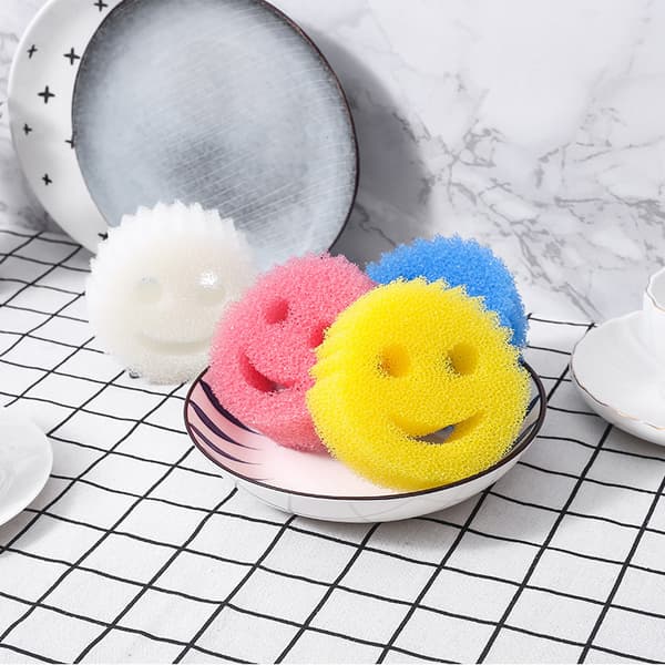 3 stk Smiley Ansigtsrens Smiley Imitation Luffa Svamp Tør