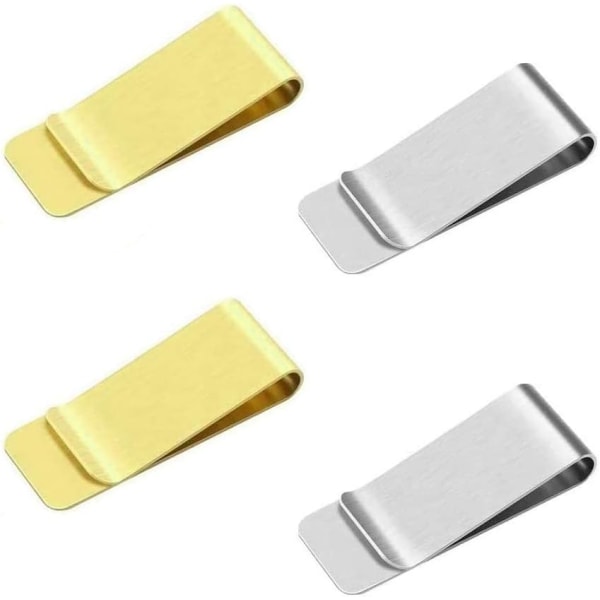 Pengeklips i rustfrit stål, 4 stk. metal pengeseddelklips