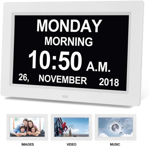 Digital Kalender med Billedramme (9 tommer Sort) - Auto