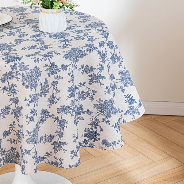 Rustik rektangulär duk, Blå blommig rektangulär duk