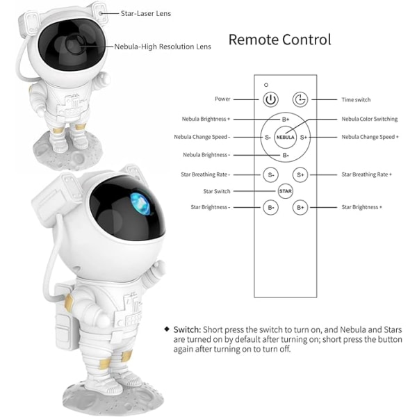 Kreativ Astronaut Stjerneprojektor Lys Soverom Laserprojeksjon