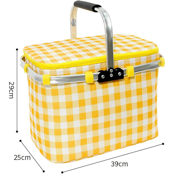 En gul sammenklappelig picnic kurv 30L indkøbs kurv med låg og