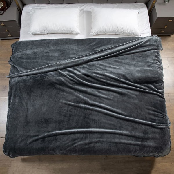 1 uld tæppe dobbeltsidet mørkegrå sofa tæppe 150x200cm