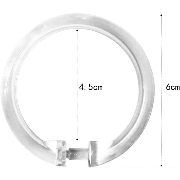 Transparent Duschdraperi-Krok, 12 Plast Duschdraperi-ringar