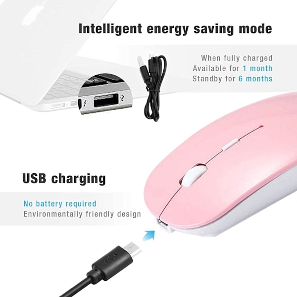 Laderbar Bluetooth-mus Trådløs mus for Macbook Pro Air Bluetooth Trådløs mus for bærbar datamaskin Mac