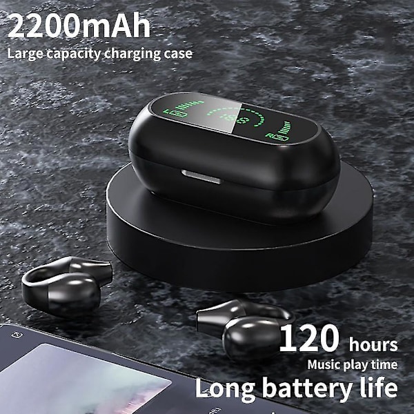Øreklipshodetelefoner Bluetooth Bone Conduction, Smertefrie komfortable trådløse ørepropper hvite