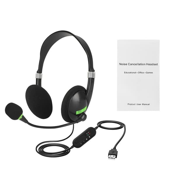 1 st USB-headset med ljudkabel, justerbar volym