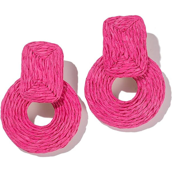 Statement Raffia Øredobber Søte Boho Øredobber Rattan Dangle Øredobber