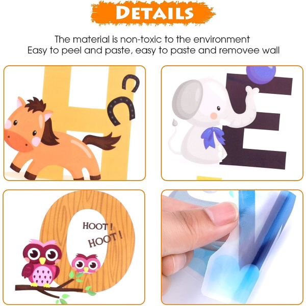 ABC English Alphabet Wall Stickers, Nursery Room Stickers, Animal