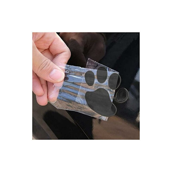 4 stk. Svart 3D Krom Hundepot Avtrykk Bil Klistremerke Emblem Dekal D