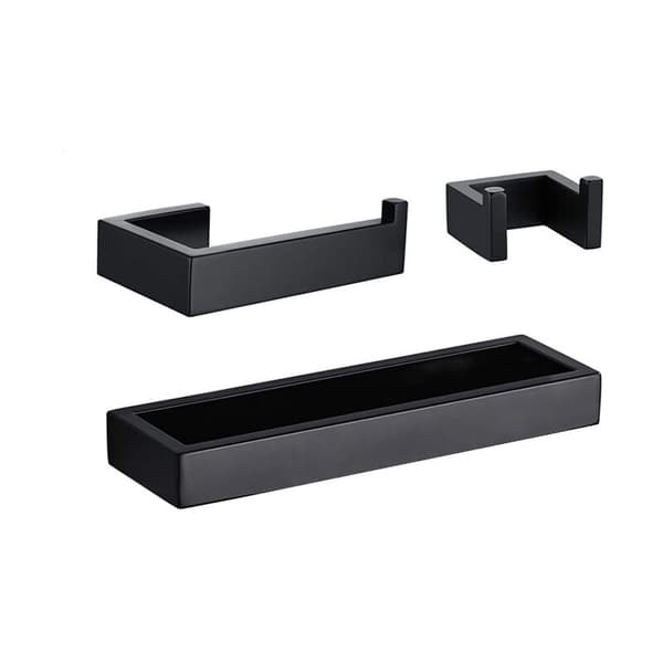Svart badrumshandduksring (rektangulär 24,5 cm), handduksring i rostfritt stål
