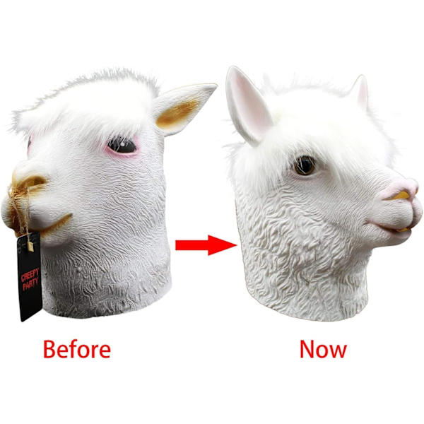 Halloween-kostymfest Latex Djurhuvudmask Alpaca Llama