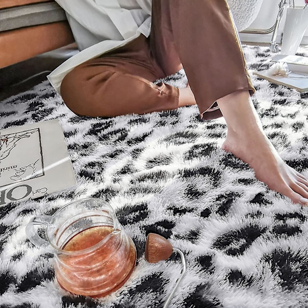 Noahas Fluffy Leopard Print Rug Cheetah Print Area Rugs Soft Comfy Printed Carpet For Bedroom Living Room Home Western Decor färg 1