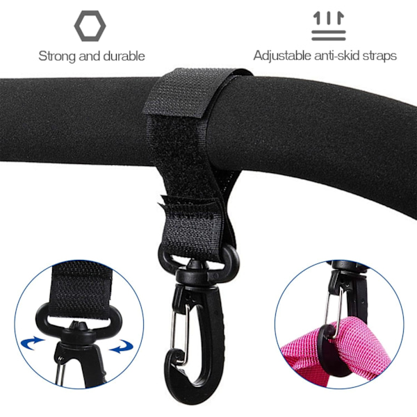 6 st Buggy Clips Vagnklämma för Väska, Vagnklämmor för Väska Barnvagnsklämmor Vagnklämma med Rem för Hållning