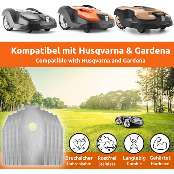 60x Rustfrit Stål Reserveblade Kompatibel med Husqvarna