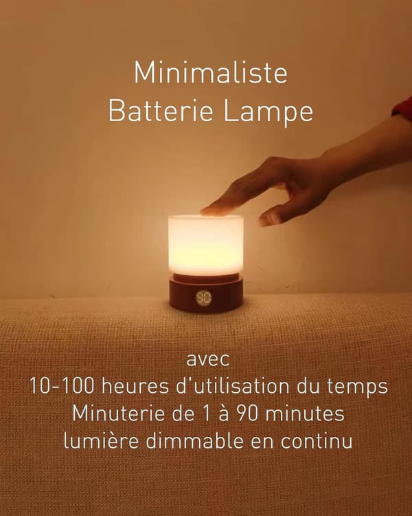 Hvid Natlys med Timer, Lille Bordlampe, LED