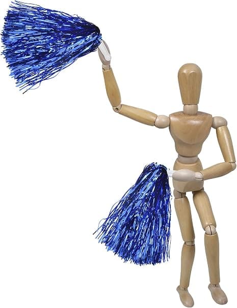 4 blå cheerleading-pinner i plast Cheerleading
