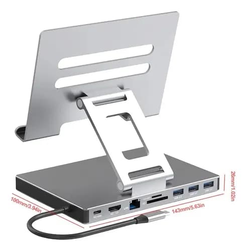 9-i-1 USB-C 3.0 Hub Docking Station HDMI 4K Laptop Stativ