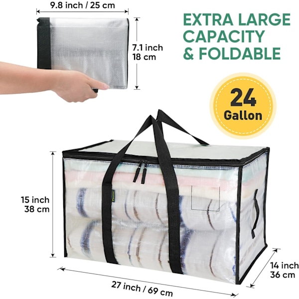 Oversize Flytteposer, Robust Opbevaringstaske (Klar, 2-pak)