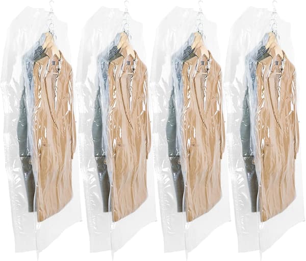 Hängande Vakuumförvaringsväskor för Kläder, 4 Pack (145x70x38cm),