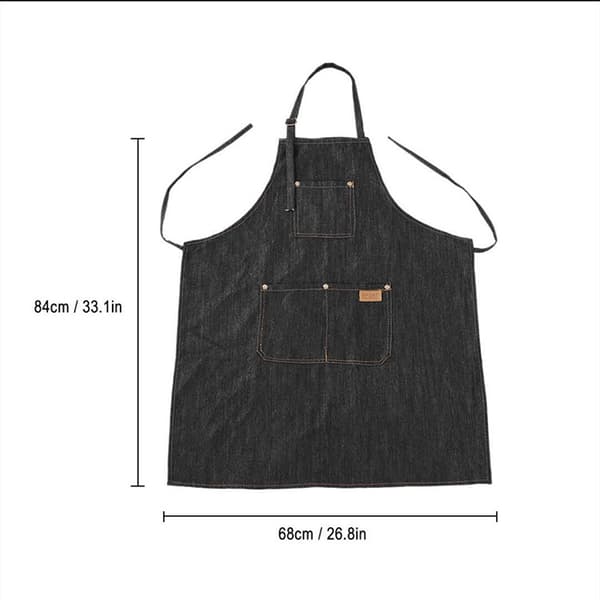 Et sort denim forklæde lavet af solid denim