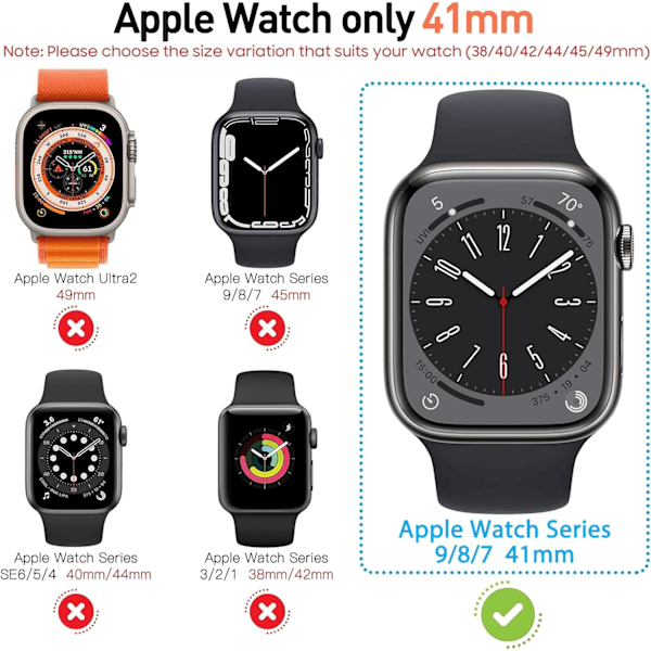 Sæt med 2 displaybeskyttende covers til Apple Watch Series 9/8/7/6/5/4/Series SE/SE 2 på 41 mm, hærdet glas, ultra