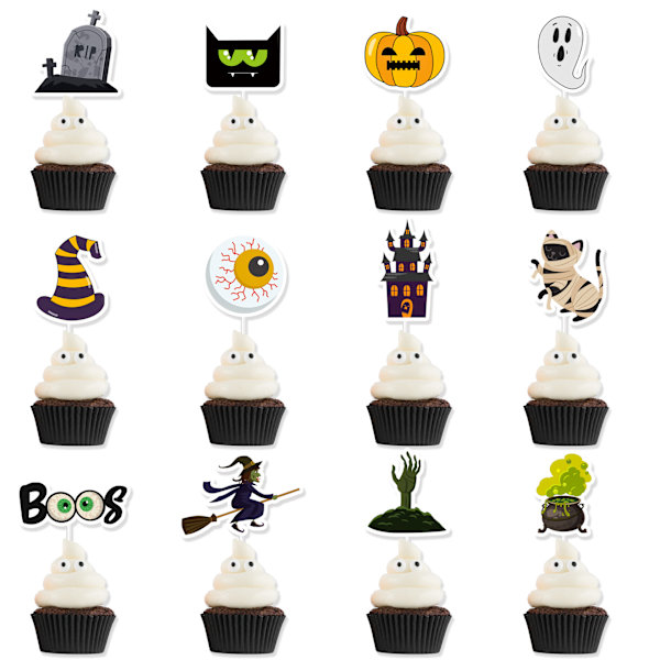 Halloween kagedekorationsplugin 12 stk cupcake flag indsættelse