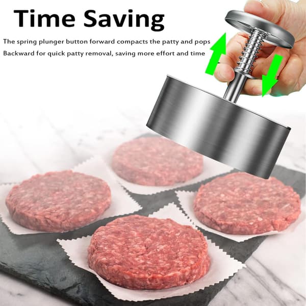 Burgerpresse, Justerbar Hamburgerbøf Maker 4.2\" Rustfrit Stål